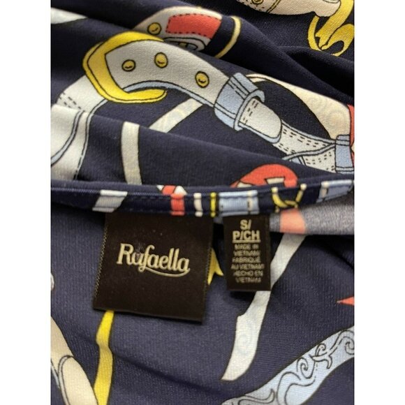 Rafaella Small Belt Chain Print Blouse Tie Side - Picture 10 of 11